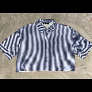 Stripped Button Down Crop Top